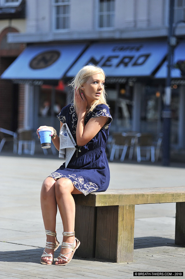 'Faye Shy In Her Coffe Break For Breath-Takers' with Faye via Breath-Takers - Pic #1